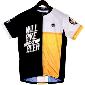 Hill Killer Cycling Jersey Full Zip Will Bike For Beer Size Medium Lightweight
